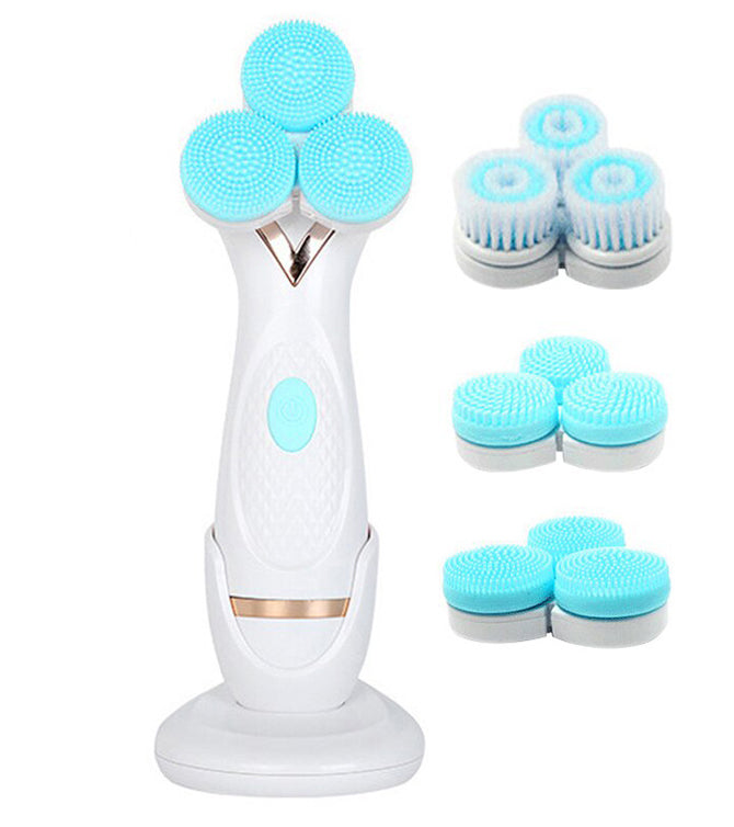 Peria faciala pentru curatare si masaj, UBX, rotatie 360°, 2 capete de perie din silicon si 1 perie moale, albastra, plastic Peria faciala pentru curatare si masaj, UBX, rotatie 360°, 2 capete de perie din silicon si 1 perie moale, albastra, plastic